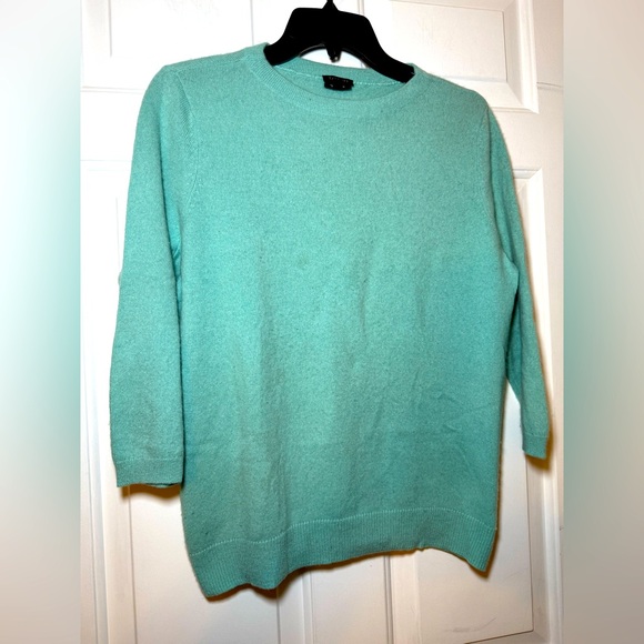 Talbots Seafoam Green Pure 100% Cashmere Crew Neck Sweater Large Petite - Picture 1 of 7
